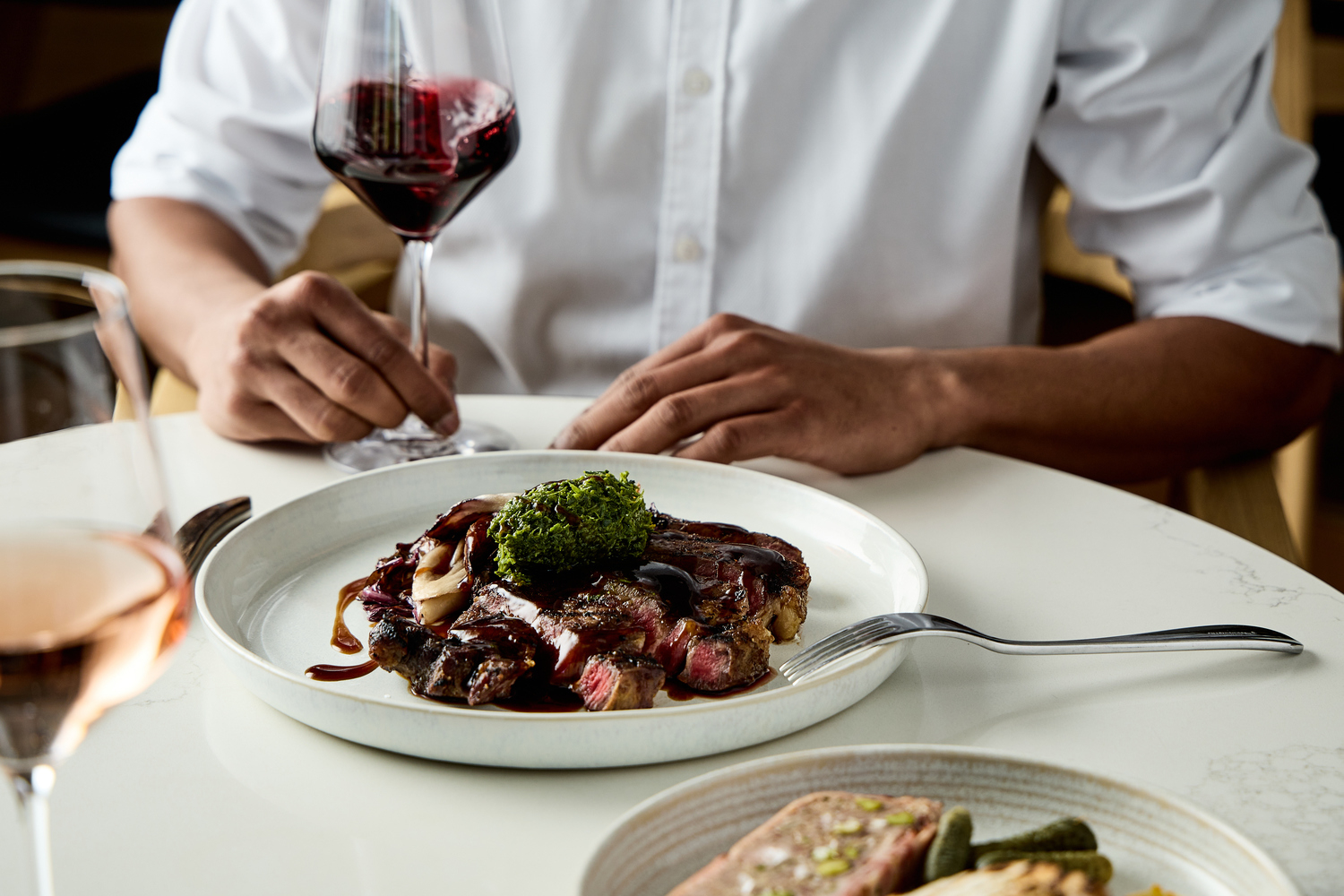 300g grain fed scotch fillet grilled radicchio chimichurri px sauce