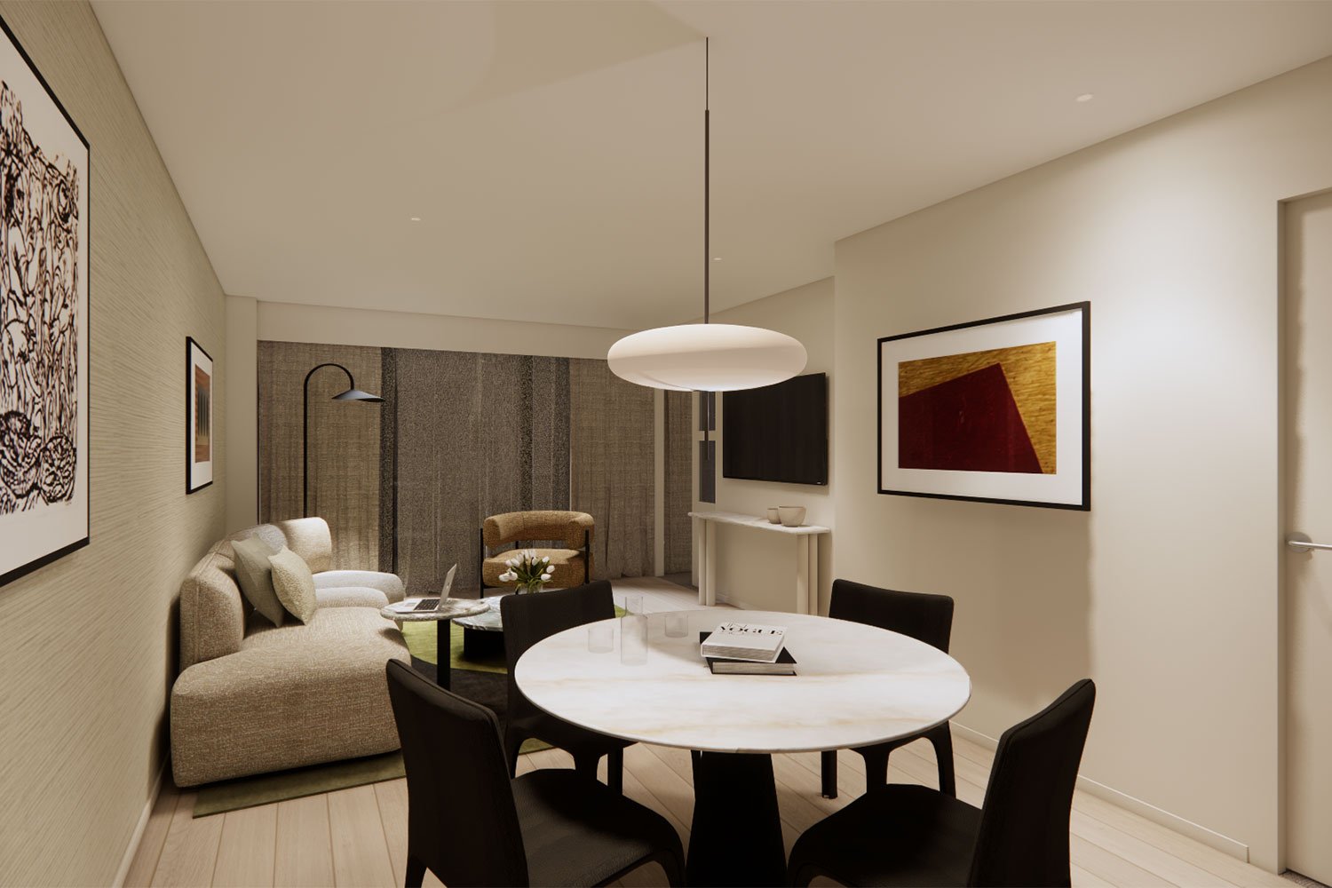 adina queen st_guestroom_living 01