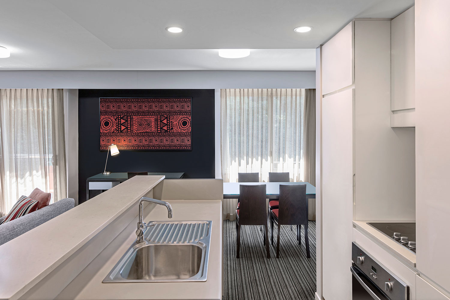 adina apartment hotel darwin waterfront two bedroom view room kitchen dining 2016